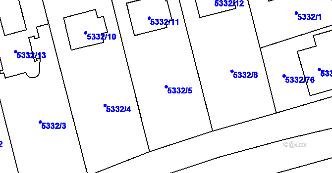 Parcela st. 5332/5 v KÚ Jihlava, Katastrální mapa