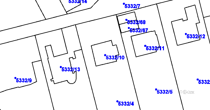 Parcela st. 5332/10 v KÚ Jihlava, Katastrální mapa
