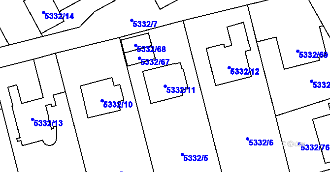 Parcela st. 5332/11 v KÚ Jihlava, Katastrální mapa