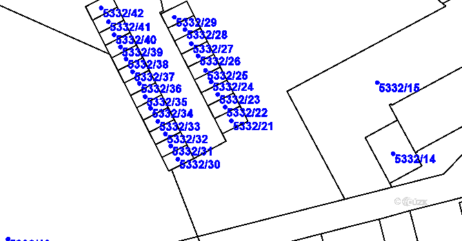 Parcela st. 5332/21 v KÚ Jihlava, Katastrální mapa