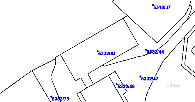 Parcela st. 5332/43 v KÚ Jihlava, Katastrální mapa