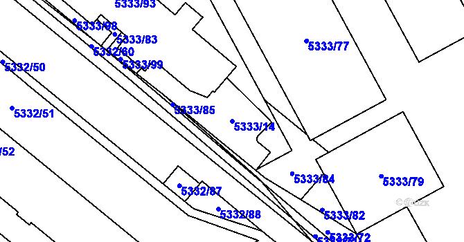 Parcela st. 5333/14 v KÚ Jihlava, Katastrální mapa