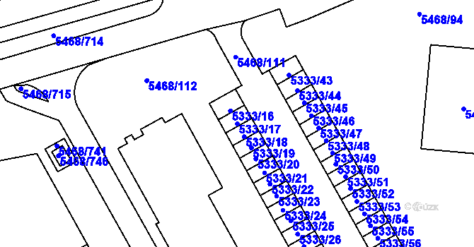 Parcela st. 5333/17 v KÚ Jihlava, Katastrální mapa