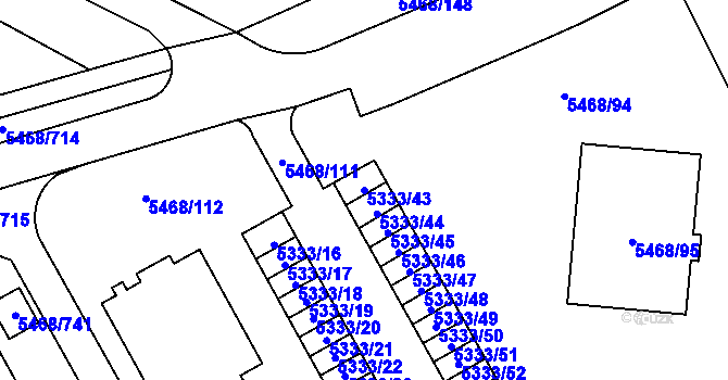 Parcela st. 5333/43 v KÚ Jihlava, Katastrální mapa