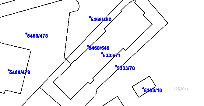Parcela st. 5333/71 v KÚ Jihlava, Katastrální mapa