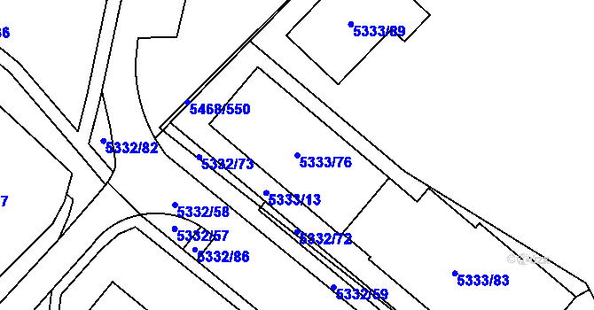 Parcela st. 5333/76 v KÚ Jihlava, Katastrální mapa