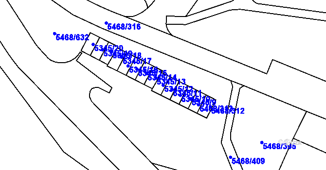 Parcela st. 5345/12 v KÚ Jihlava, Katastrální mapa