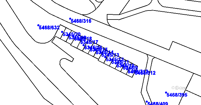 Parcela st. 5345/13 v KÚ Jihlava, Katastrální mapa