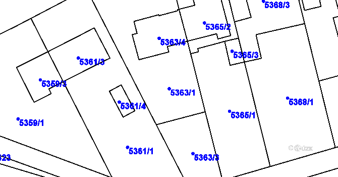 Parcela st. 5363/1 v KÚ Jihlava, Katastrální mapa