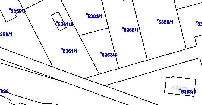 Parcela st. 5363/3 v KÚ Jihlava, Katastrální mapa