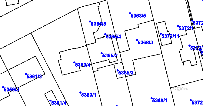 Parcela st. 5365/2 v KÚ Jihlava, Katastrální mapa