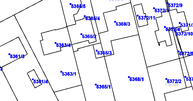 Parcela st. 5365/3 v KÚ Jihlava, Katastrální mapa