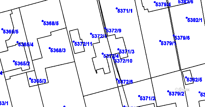 Parcela st. 5372/4 v KÚ Jihlava, Katastrální mapa