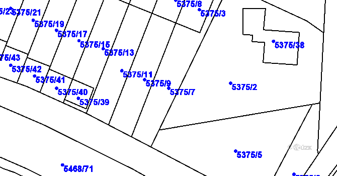 Parcela st. 5375/7 v KÚ Jihlava, Katastrální mapa