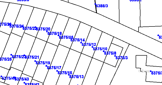 Parcela st. 5375/12 v KÚ Jihlava, Katastrální mapa