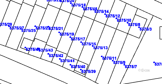Parcela st. 5375/15 v KÚ Jihlava, Katastrální mapa