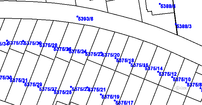 Parcela st. 5375/20 v KÚ Jihlava, Katastrální mapa
