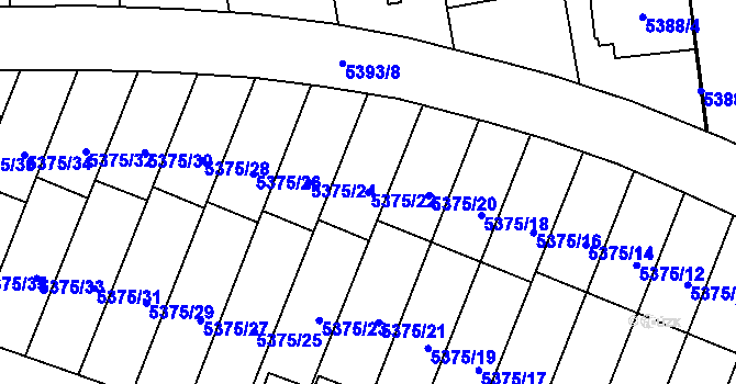 Parcela st. 5375/22 v KÚ Jihlava, Katastrální mapa