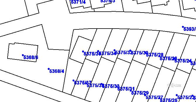 Parcela st. 5375/34 v KÚ Jihlava, Katastrální mapa
