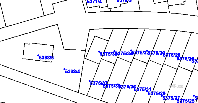 Parcela st. 5375/36 v KÚ Jihlava, Katastrální mapa