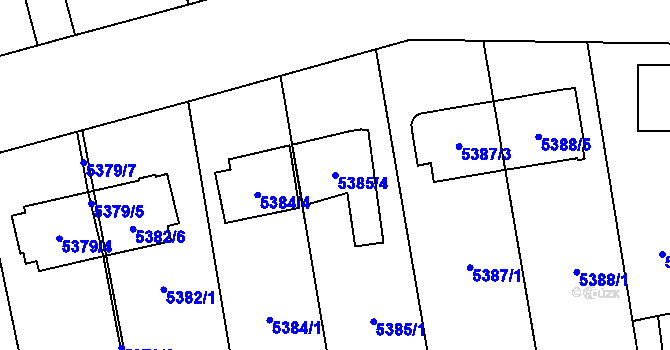 Parcela st. 5385/4 v KÚ Jihlava, Katastrální mapa