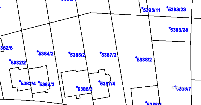 Parcela st. 5387/2 v KÚ Jihlava, Katastrální mapa