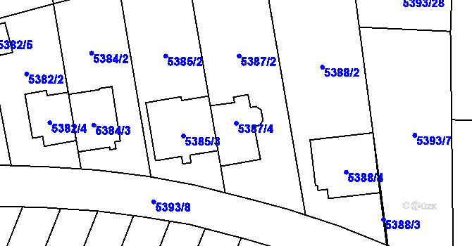 Parcela st. 5387/4 v KÚ Jihlava, Katastrální mapa