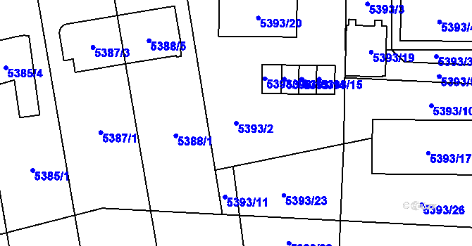 Parcela st. 5393/2 v KÚ Jihlava, Katastrální mapa