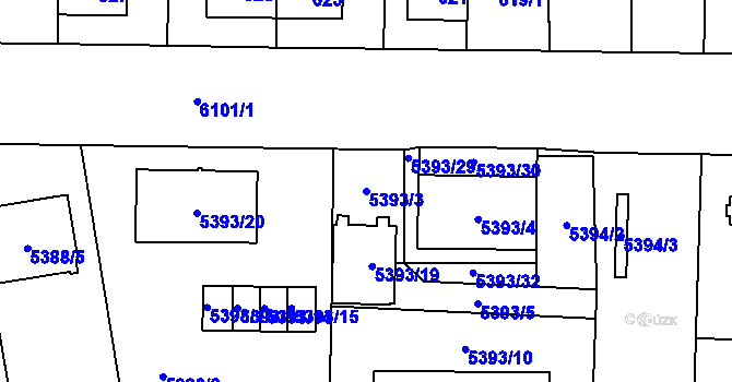 Parcela st. 5393/3 v KÚ Jihlava, Katastrální mapa