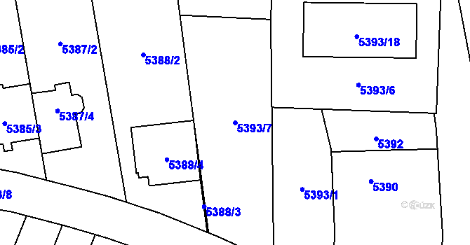 Parcela st. 5393/7 v KÚ Jihlava, Katastrální mapa