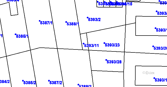 Parcela st. 5393/11 v KÚ Jihlava, Katastrální mapa