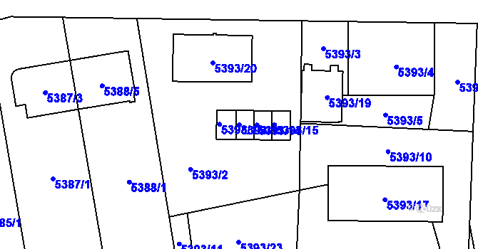 Parcela st. 5393/13 v KÚ Jihlava, Katastrální mapa
