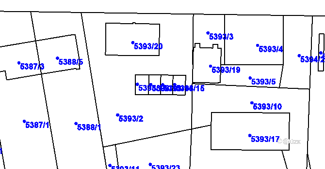 Parcela st. 5393/14 v KÚ Jihlava, Katastrální mapa