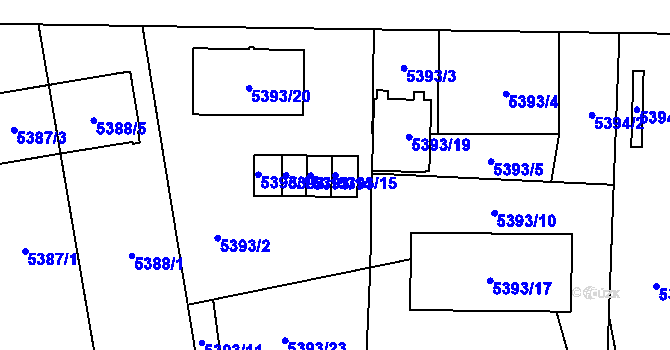 Parcela st. 5393/15 v KÚ Jihlava, Katastrální mapa