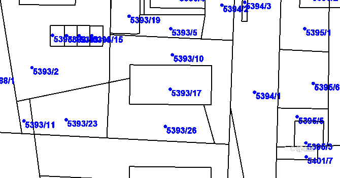 Parcela st. 5393/17 v KÚ Jihlava, Katastrální mapa