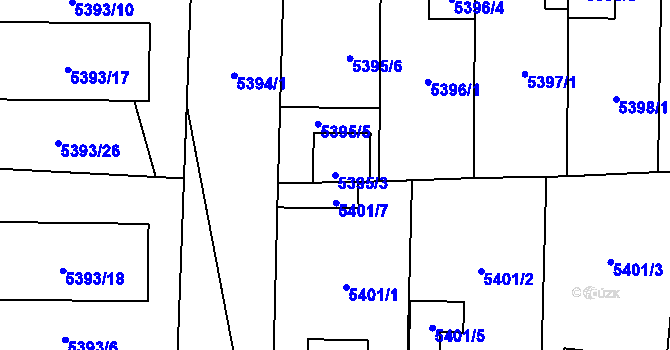 Parcela st. 5395/3 v KÚ Jihlava, Katastrální mapa