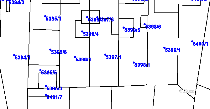 Parcela st. 5397/1 v KÚ Jihlava, Katastrální mapa