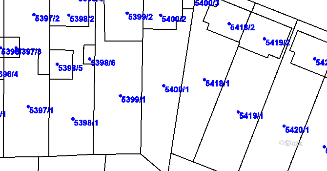 Parcela st. 5400/1 v KÚ Jihlava, Katastrální mapa