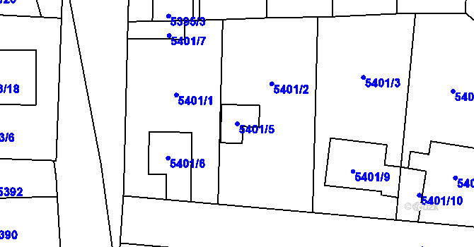 Parcela st. 5401/5 v KÚ Jihlava, Katastrální mapa