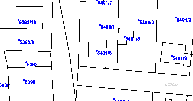 Parcela st. 5401/6 v KÚ Jihlava, Katastrální mapa