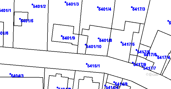 Parcela st. 5401/10 v KÚ Jihlava, Katastrální mapa