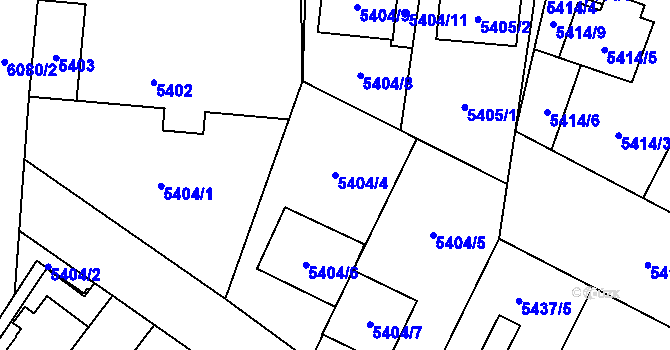 Parcela st. 5404/4 v KÚ Jihlava, Katastrální mapa