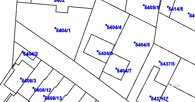 Parcela st. 5404/6 v KÚ Jihlava, Katastrální mapa