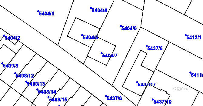 Parcela st. 5404/7 v KÚ Jihlava, Katastrální mapa