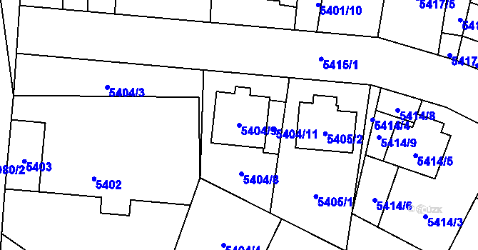 Parcela st. 5404/9 v KÚ Jihlava, Katastrální mapa