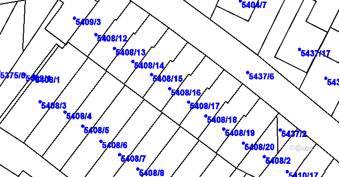 Parcela st. 5408/16 v KÚ Jihlava, Katastrální mapa