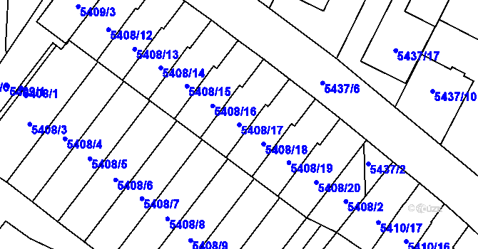 Parcela st. 5408/17 v KÚ Jihlava, Katastrální mapa