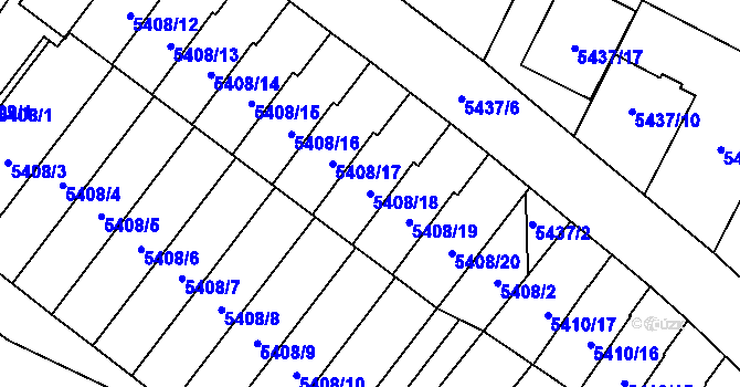 Parcela st. 5408/18 v KÚ Jihlava, Katastrální mapa