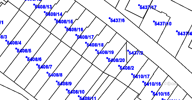 Parcela st. 5408/19 v KÚ Jihlava, Katastrální mapa