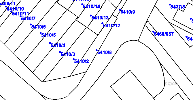 Parcela st. 5410/8 v KÚ Jihlava, Katastrální mapa